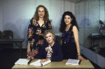 Actresses (L-R) Laila Robins, Uta Hagen and Kelly Wolf in a rehearsal shot from the play "The Silver Fox." (New York)