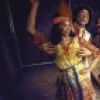 Actors (L-2L) Sonia Manzano and Herb Simon with cast in a scene from the Off-Broadway musical "Godspell." (New York)