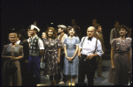 Actors Laurie Franks (L), Anne Bobby (C), Gordon Connell (2R) and Mary Elizabeth Mastrantonio (R) with cast in a scene from The New York Shakespeare Festival's production of the musical "The Human Comedy." (New York)