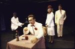 Actors (L-R) Ben Halley, Jr., Gary Bayer, April Shawhan & Bryan Clark in a scene fr. the Broadway musical "A History of the American Film." (New York)
