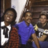 Actors (L-R) Ernestine Jackson, Ben Harney, Rex Smith, Liz Callaway & Kimberly Farr in a scene fr. the Roundabout Theater Co.'s production of the musical "Brownstone." (New York)