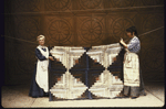 Actresses (L-R) Lenka Peterson and Evalyn Baron in a scene from the Broadway musical "Quilters." (New York)