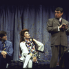 Actors (L-R) Peter MacNicol, Kate Mulgrew and Brian Murray in a scene from the Roundabout Theater Co.'s production of the play "Black Comedy " (New York)