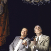 Actors (L-R) David Healy and Simon Jones in a scene from the Roundabout Theater Co.'s production of the play "The Real Inspector Hound" (New York)