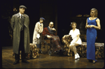 Actors (L-R) Rod McLachlan, Patricia Conolly, Jeff Weiss, J. Smith-Cameron and Jane Summerhays in a scene from the Roundabout Theater Co.'s production of the play "The Real Inspector Hound" (New York)