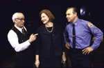 Actors (L-R) Eli Wallach, Debra Mooney and Hector Elizondo in a scene from the Roundabout Theater Co.'s production of the play "The Price " (New York)