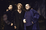 Actors (L-R) Michael Galardi, Stephen Lang & Michael John McGann in a scene fr. the Roundabout Theater Co.'s production of the play "Hamlet." (New York)