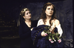 Actresses (L-R) Kathleen Widdoes & Elizabeth McGovern in a scene fr. the Roundabout Theater Co.'s production of the play "Hamlet." (New York)