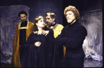 Actors (L-R) Billy Campbell, Kathleen Widdoes, Michael Cristofer & Stephen Lang in a scene fr. the Roundabout Theater Co.'s production of the play "Hamlet." (New York)