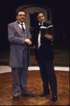 Actors (L-R) Bernard Fox & Louis Jourdan in a scene fr. the Circle in the Square production of the play "13 Rue de L'Amour." (New York)