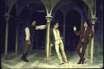 Actors (L-R) Ray Wise, Paul Rudd and David Rounds in a scene from the Circle in the Square production of the play "Romeo and Juliet." (New York)