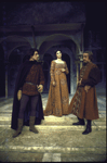 Actors (L-R) John Shea, Delphi Harrington and Lester Rawlins in a scene from the Circle in the Square production of the play "Romeo and Juliet." (New York)