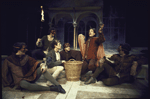 Actors (3L-2R) Paul Rudd, Ray Wise and David Rounds with cast in a scene from the Circle in the Square production of the play "Romeo and Juliet." (New York)