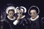 Actresses (L-R) Joan Pape, Carole Shelley and Dee Victor as the witches in a scene from the American Shakespeare Festival's production of the play "Macbeth." (Stratford)