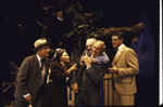 Actors (L-R) Joseph Jamrog, Bette Henritze, Nathan Lane (in tree), George C. Scott, Conrad Bain and Allen Williams in a scene from the Circle in the Square production of the play "On Borrowed Time." (New York)