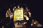 Actor Eddie Korbich (C) w. cast in a scene fr. the Circle in the Square production of the musical "Sweeney Todd." (New York)