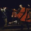 Actor Michael Allison (C) w. cast in a scene fr. the American Shakespeare Theatre's production of the play "Hamlet." (Stratford)