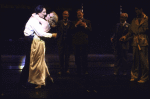 Actors Madeline Kahn & John Cullum in a scene fr. the Broadway musical "On the Twentieth Century." (New York)