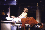 Actors Madeline Kahn & John Cullum in a scene fr. the Broadway musical "On the Twentieth Century." (New York)