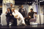 Actors John Cullum, George Coe (rear), Kevin Kline, Judy Kaye & George Lee Andrews & Dean Dittman in a scene fr. the replacement cast of the Broadway musical "On the Twentieth Century." (New York)