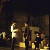 L-R) Director Tommy Tune & actors Raul Julia & Karen Akers (rear) in a rehearsal shot fr. the Broadway musical "Nine." (New York)