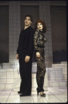 Actors Anita Morris & Raul Julia in a scene fr. the Broadway musical "Nine." (New York)