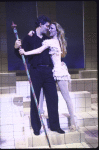 Actors Colleen Dodson & Raul Julia in a scene fr. the Broadway musical "Nine." (New York)