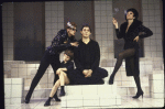 Actors Laura Kenyon, Cameron Johann, Raul Julia and Liliane Montevecchi in a scene from the Broadway production of the musical "Nine."