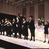 Actor Cameron Johann (R) w. cast in a scene fr. the Broadway musical "Nine." (New York)