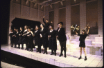 Actor Cameron Johann (R) w. cast in a scene fr. the Broadway musical "Nine." (New York)