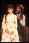 Actors Morgan Freeman and Tracey Ullman in Joseph Papp's old-west style production of William Shakespeare's play "The Taming of the Shrew" Central Park.