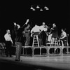 New York City Ballet production of "Square Dance" with George Balanchine conducting musicians in rehearsal, choreography by George Balanchine (New York)