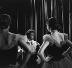 New York City Ballet production of "Scotch Symphony" Janet Reed (ballet mistress) gives notes to dancers, choreography by George Balanchine (New York)