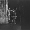 New York City Ballet production of "Native Dancers" with Jacques d'Amboise and Patricia Wilde taking a bow in front of curtain, choreography by George Balanchine (New York)
