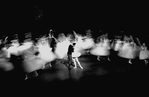 New York City Ballet production of "Swan Lake" Melissa Hayden and Jacques d'Amboise with action-blur corps de ballet, choreography by George Balanchine (New York)