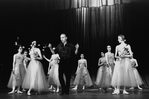 New York City Ballet production of "The Figure in the Carpet" George Balanchine rehearsing dancers on stage, choreography by George Balanchine (New York)