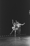 New York City Ballet production of "Swan Lake" with Melissa Hayden rehearsing on stage with Jacques d'Amboise, choreography by George Balanchine (New York)