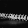 New York City Ballet production of "Swan Lake" corps de ballet in diagonal line, choreography by George Balanchine (New York)