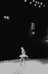 New York City Ballet production of "Divertimento No. 15" Violette Verdy muses on stage alone before performance, choreography by George Balanchine (New York)