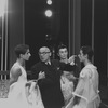 New York City Ballet production of "Bugaku" Michael Arshansky checks makeup with Robert Maiorano, Earle Sieveling and Deni Lamont, choreography by George Balanchine (New York)