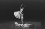 New York City Ballet production of "Serenade"; Nicholas Magallanes lifts Allegra Kent, choreography by George Balanchine (New York)