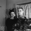 New York City Ballet dancer Suzanne Farrell is congratulated in her dressing room by Dame Alicia Markova after the premiere of "Arcade", choreography by John Taras (New York)