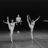 New York City Ballet production of "Movements for Piano and Orchestra" with Jacques d'Amboise, high kicks by Gloria Govrin and Patricia Neary, choreography by George Balanchine (New York)