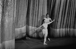 New York City Ballet production of "Movements for Piano and Orchestra" with Jacques d'Amboise and Suzanne Farrell taking a bow in front of the curtain, choreography by George Balanchine (New York)