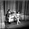 New York City Ballet production of "The Chase" with Andre Prokovsky and Allegra Kent taking bow in front of curtain, choreography by Jacques d'Amboise (New York)
