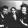 New York City Ballet dancer Anthony Blum (C) is visited backstage by Joan Sutherland and her husband, conductor Richard Bonynge (New York)