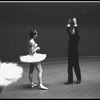 New York City Ballet production of "Symphony in C"; Mimi Paul and George Balanchine rehearse before performance, choreography by George Balanchine (New York)