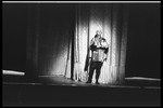 New York City Ballet production of "Fanfare" with Edward Bigelow introducing Parts of Orchestra in front of curtain, choreography by Jerome Robbins (New York)