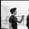 New York City Ballet production of "Afternoon of a Faun" Patricia McBride and Edward Villella in rehearsal room with Jerome Robbins, choreography by Jerome Robbins (New York)