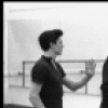 New York City Ballet production of "Afternoon of a Faun" Patricia McBride and Edward Villella in rehearsal room with Jerome Robbins, choreography by Jerome Robbins (New York)